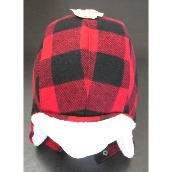 Levi's Strauss Sherpa Lined Trapper Cap Red Plaid Small Medium NWT Classic - Picture 2 of 6